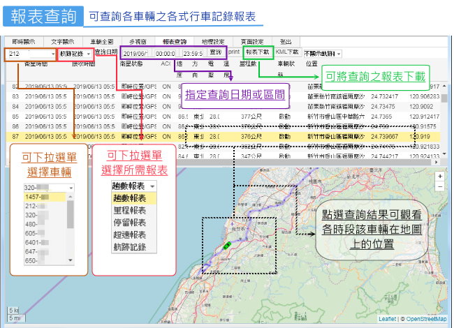 神探科技衛星定位系統網頁-報表查詢功能